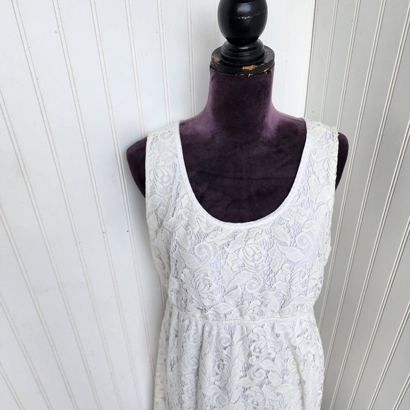 H&M MAMA Lace Stretch Sheath Dress Ivory White Sleeveless Maternity Sz XL - Picture 5 of 13